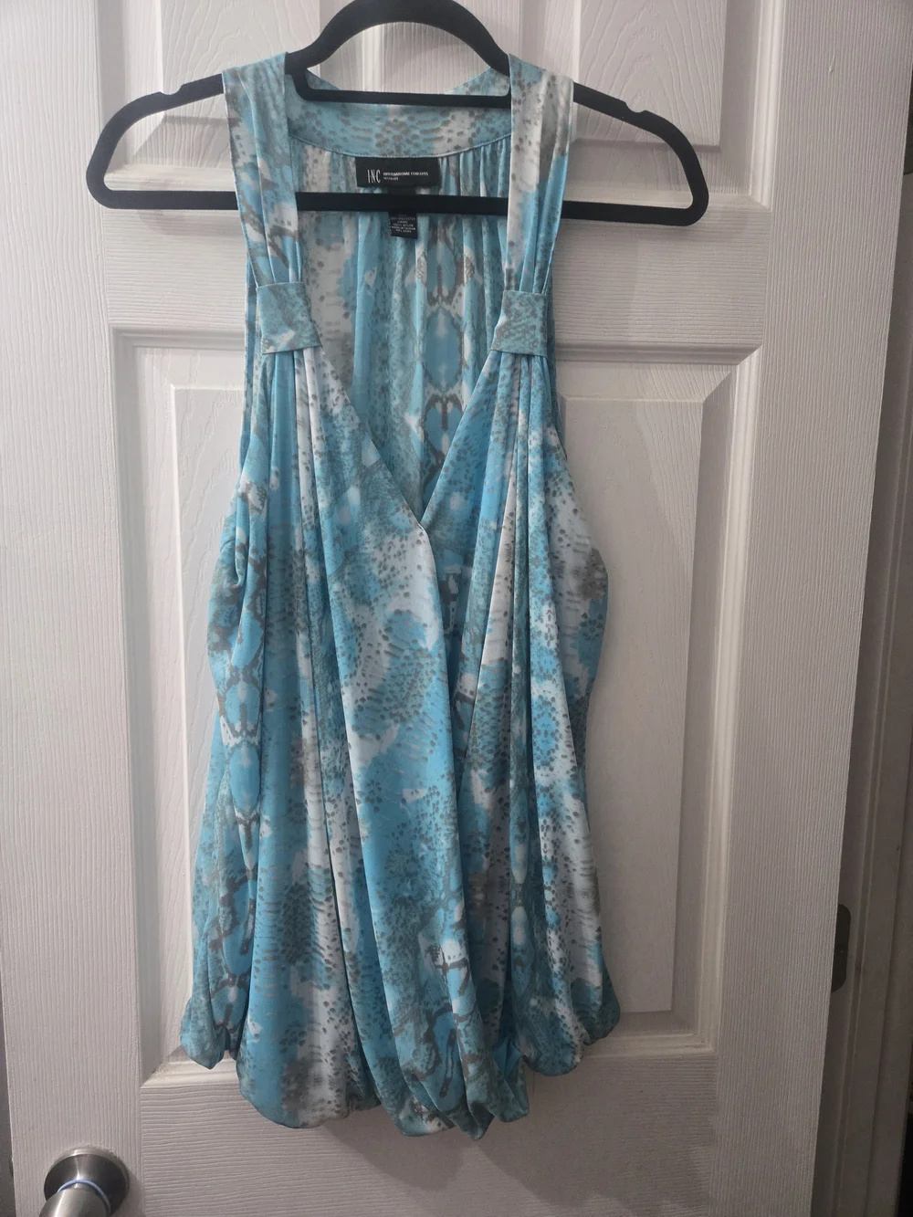 INC International Concepts Turquoise and Gray Snake-Print Sleeveless Tank - Picture 1 of 4